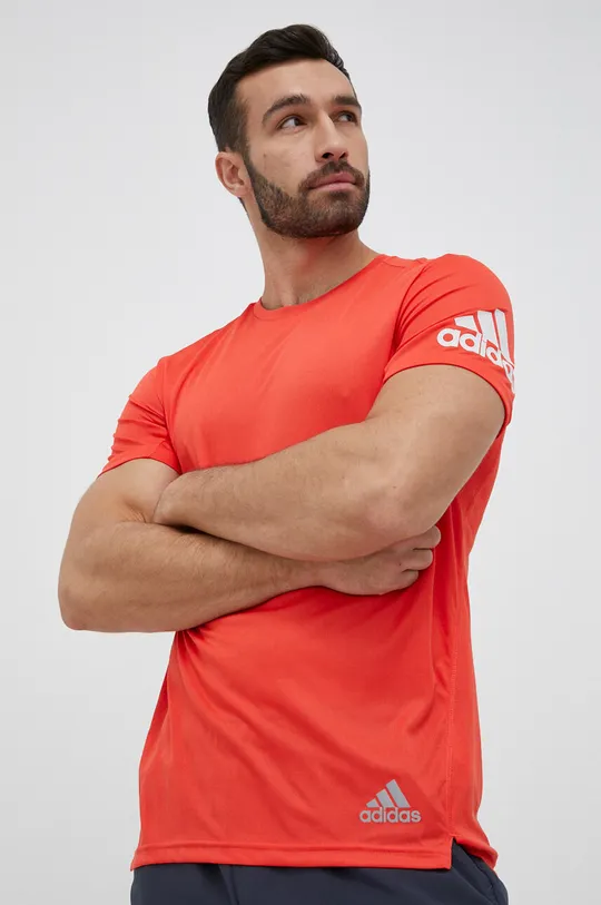 czerwony adidas Performance t-shirt do biegania Run It Męski