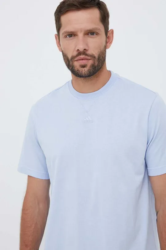 niebieski adidas t-shirt bawełniany Męski