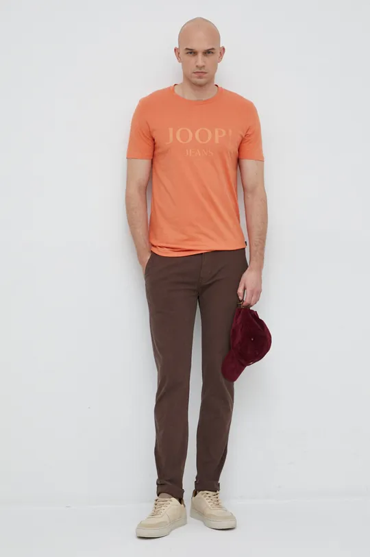 Bombažna kratka majica Joop! oranžna