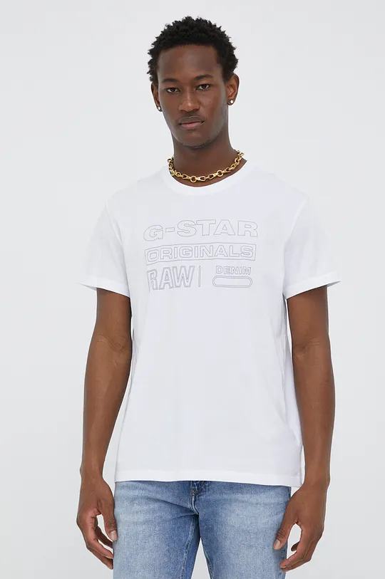 fehér G-Star Raw pamut póló Férfi