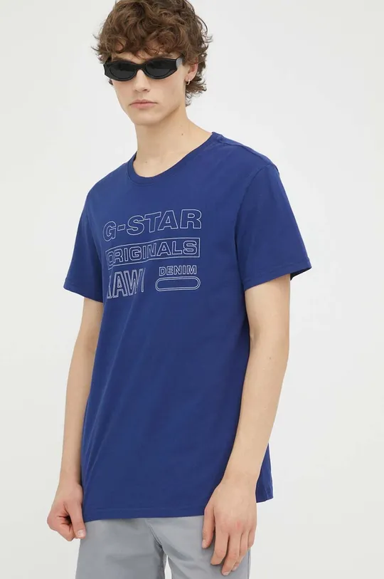 mornarsko modra Bombažna kratka majica G-Star Raw