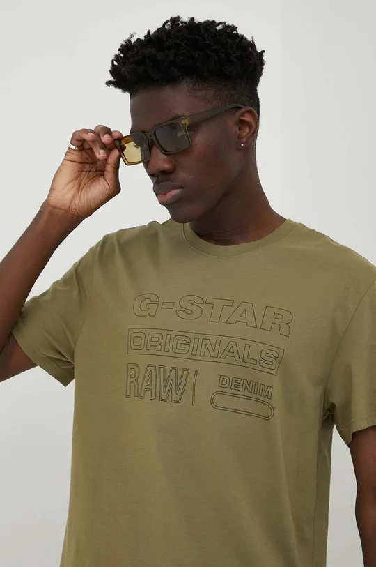 зелений Бавовняна футболка G-Star Raw Чоловічий