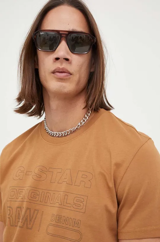 hnedá Bavlnené tričko G-Star Raw