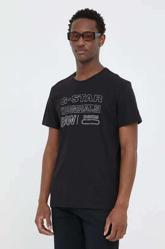 чёрный Хлопковая футболка G-Star Raw Мужской