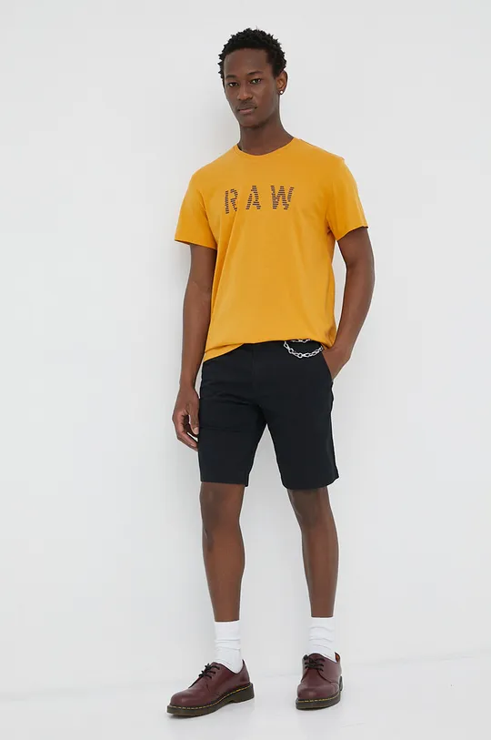 G-Star Raw t-shirt bawełniany żółty