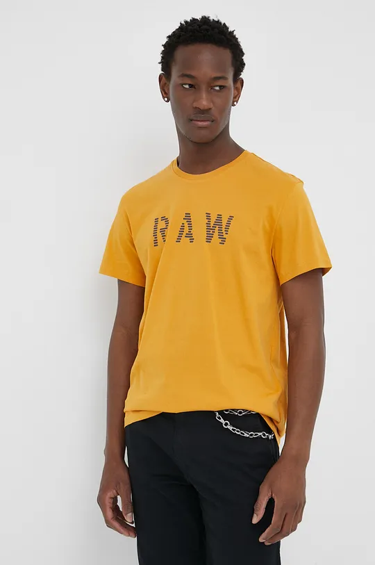 żółty G-Star Raw t-shirt bawełniany