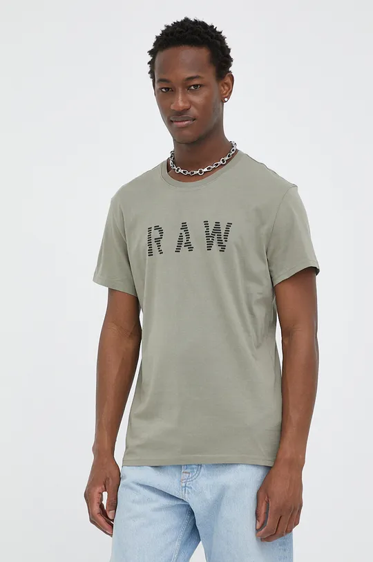 világos olíva G-Star Raw pamut póló Férfi