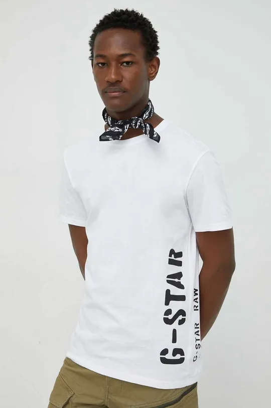 Bavlnené tričko G-Star Raw biela