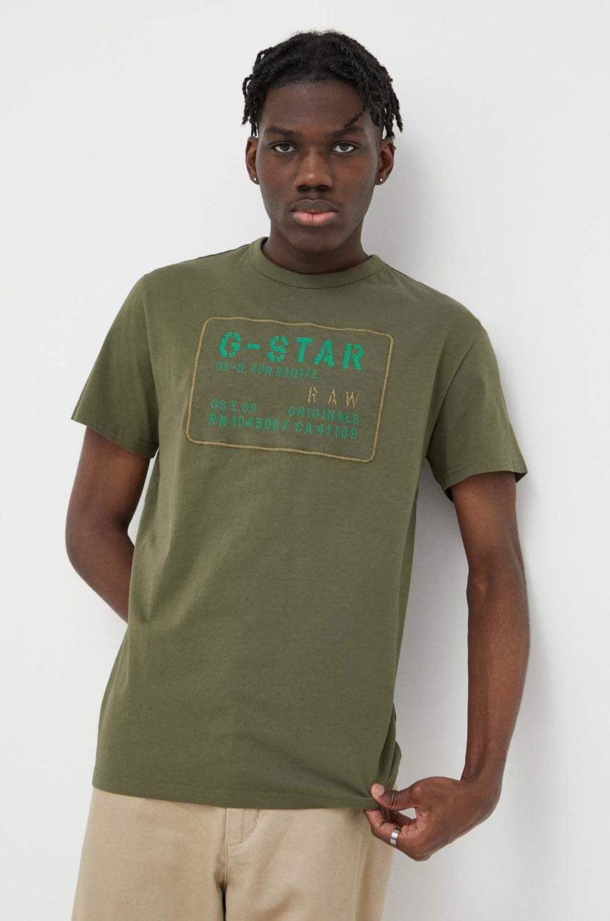 olivová Bavlněné tričko G-Star Raw