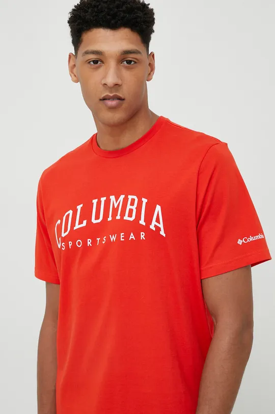 rdeča Bombažna kratka majica Columbia Moški