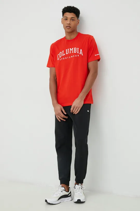 Хлопковая футболка Columbia красный