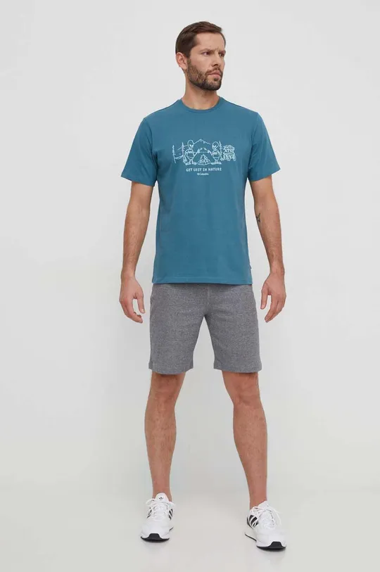 Columbia t-shirt bawełniany Explorers Canyon turkusowy