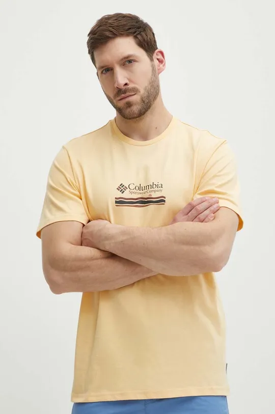 rumena Bombažna kratka majica Columbia Moški