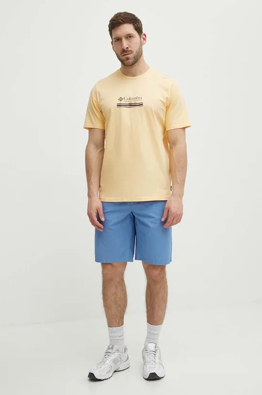 Bombažna kratka majica Columbia rumena