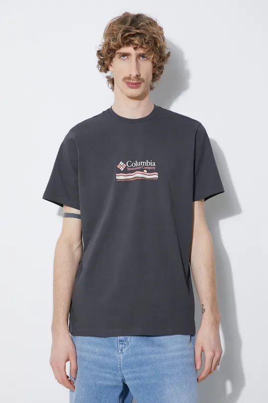 szary Columbia t-shirt bawełniany Explorers Canyon Męski