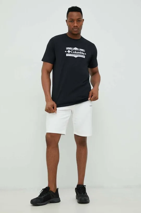 Βαμβακερό μπλουζάκι Columbia μαύρο