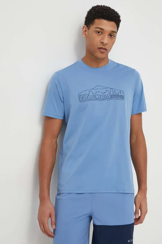 modra Športna kratka majica Columbia Legend Trail Moški
