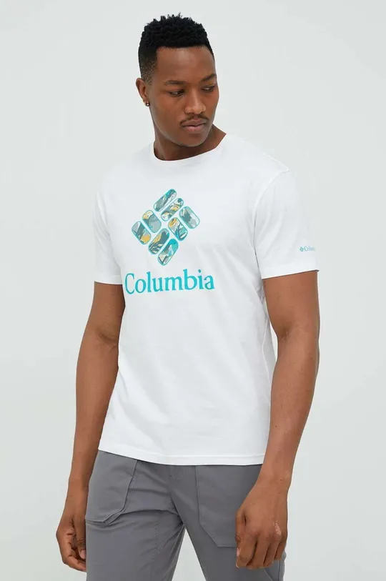 biały Columbia t-shirt bawełniany