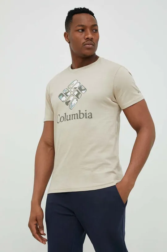 béžová Bavlnené tričko Columbia Pánsky