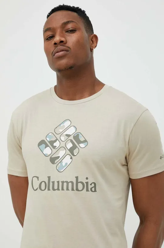 μπεζ Βαμβακερό μπλουζάκι Columbia