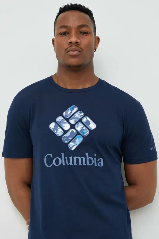 mornarsko modra Bombažna kratka majica Columbia Moški