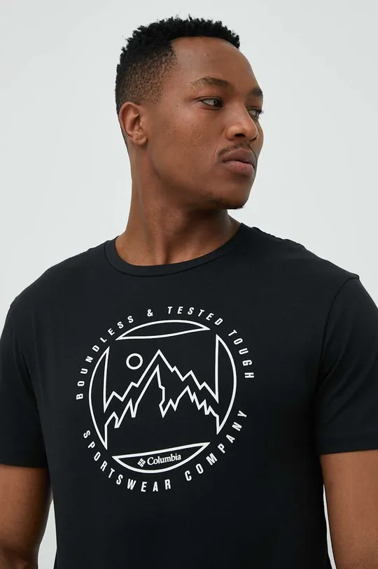 μαύρο Βαμβακερό μπλουζάκι Columbia Ανδρικά
