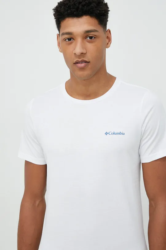 λευκό Βαμβακερό μπλουζάκι Columbia