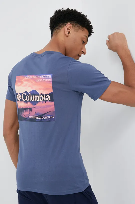 plava Pamučna majica Columbia Muški
