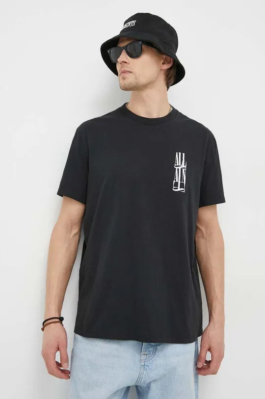 czarny AllSaints t-shirt bawełniany SEGMENT SS CREW Męski