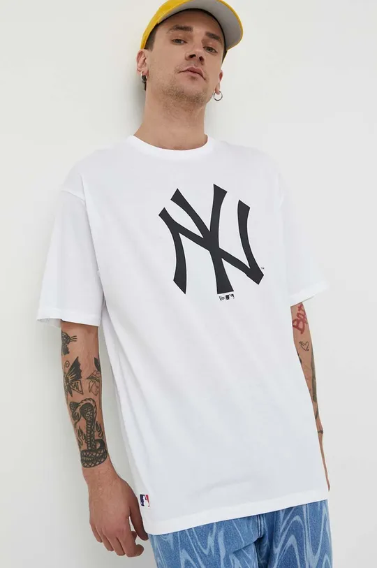 λευκό Βαμβακερό μπλουζάκι New Era