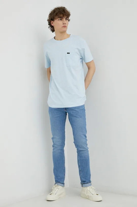 Bavlnené tričko Lee modrá