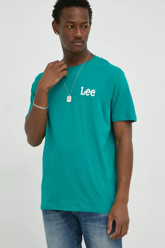 zielony Lee t-shirt bawełniany Męski