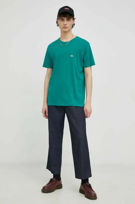 Βαμβακερό μπλουζάκι Lee πράσινο