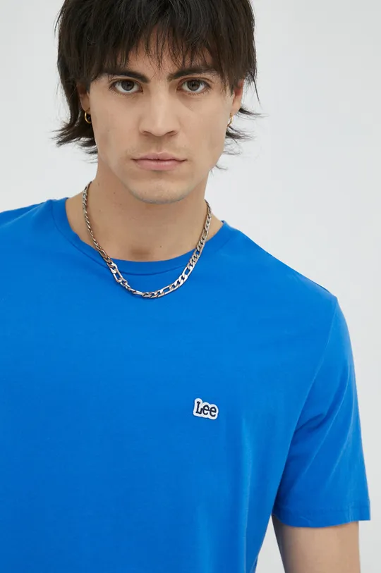 μπλε Βαμβακερό μπλουζάκι Lee Ανδρικά