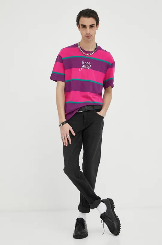 Bavlněné tričko Lee růžová