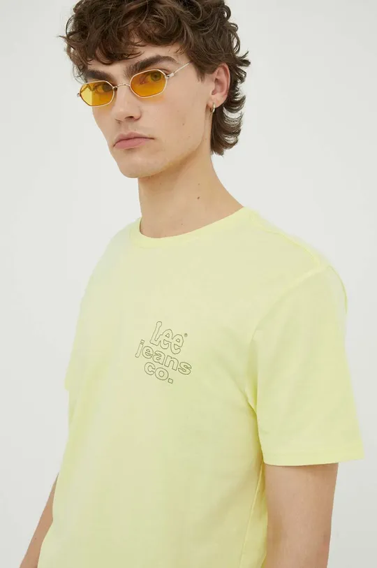 žltá Bavlnené tričko Lee