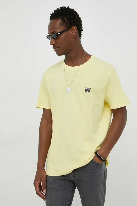 κίτρινο Βαμβακερό μπλουζάκι Wrangler Ανδρικά