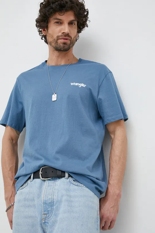 μπλε Βαμβακερό μπλουζάκι Wrangler   2-pack Ανδρικά