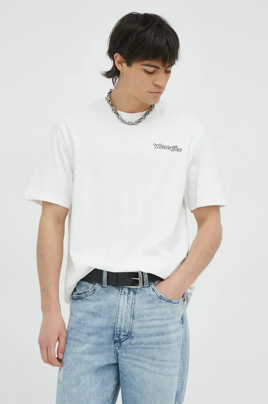 λευκό Βαμβακερό μπλουζάκι Wrangler Ανδρικά