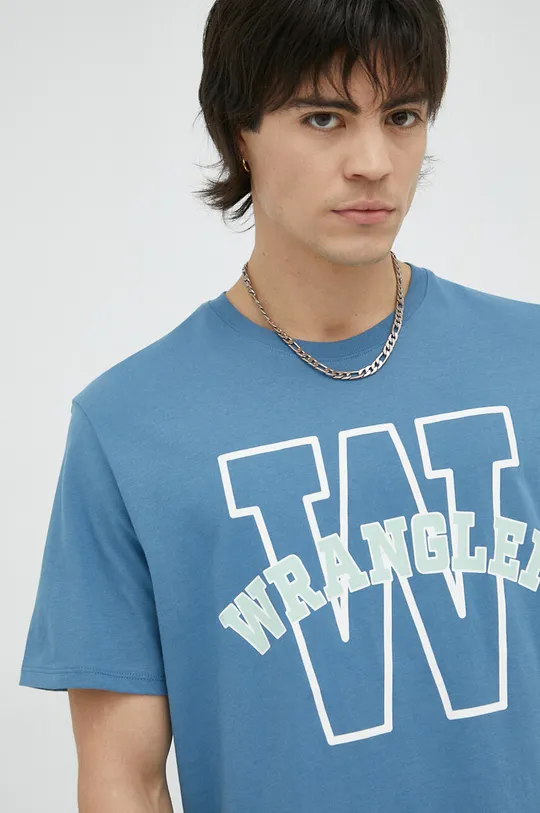 niebieski Wrangler t-shirt bawełniany Męski