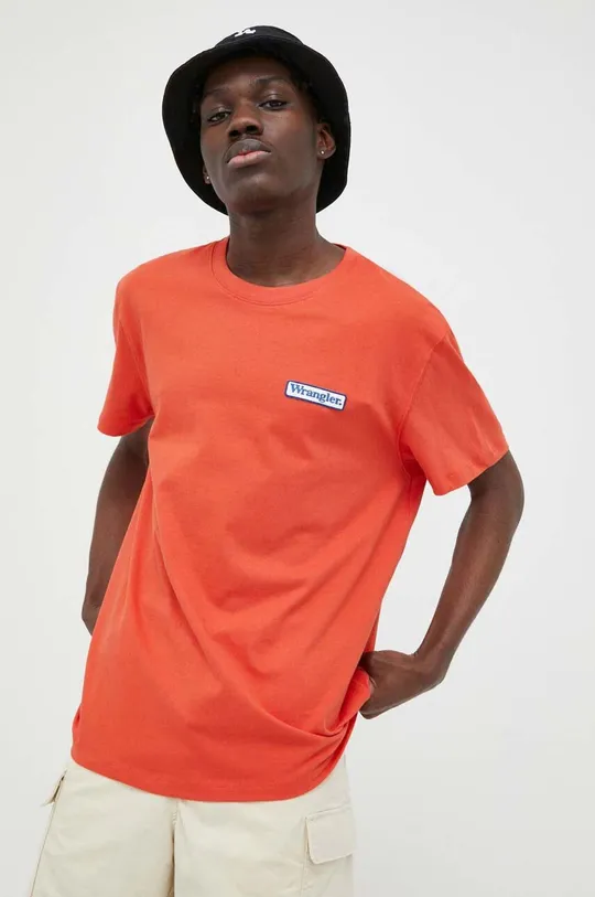 πορτοκαλί Βαμβακερό μπλουζάκι Wrangler Ανδρικά