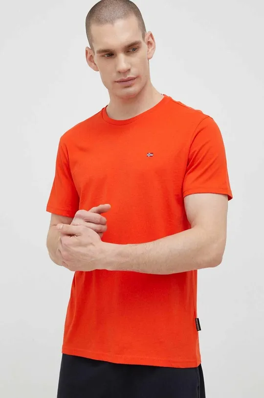 Βαμβακερό μπλουζάκι Napapijri πορτοκαλί