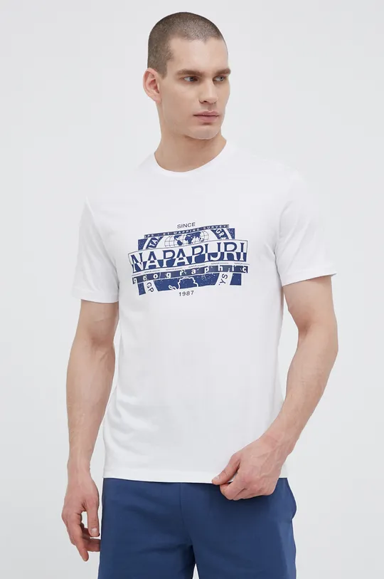 biały Napapijri t-shirt bawełniany Męski