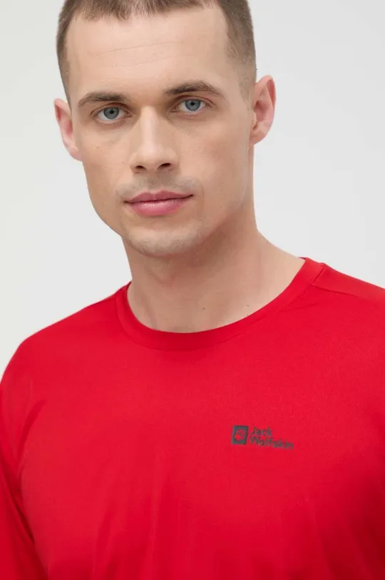 czerwony Jack Wolfskin t-shirt sportowy Tech