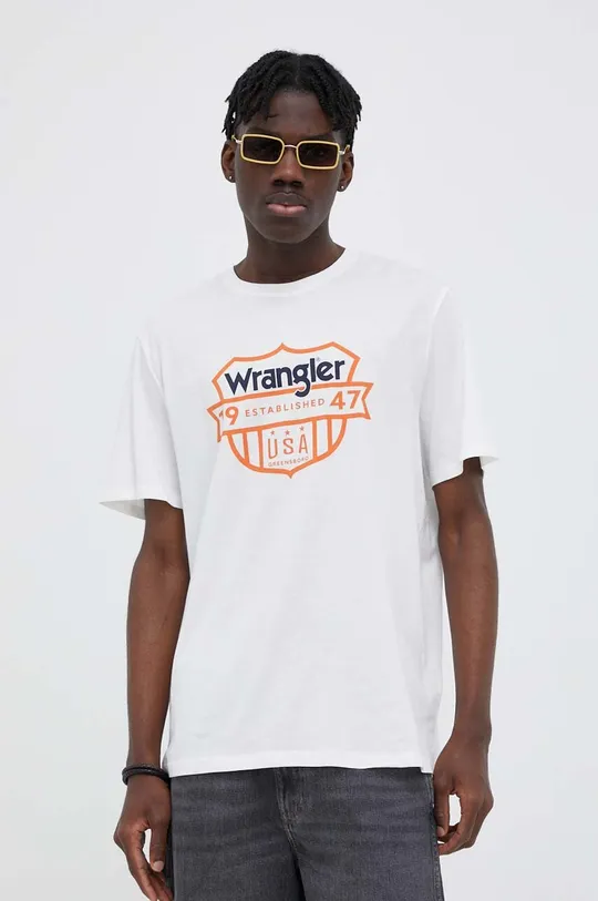 biela Bavlnené tričko Wrangler