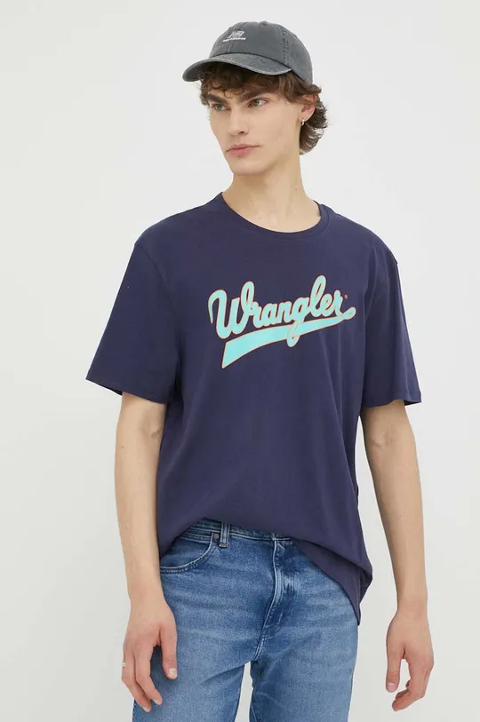 granatowy Wrangler t-shirt bawełniany