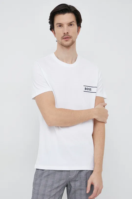 λευκό Βαμβακερό μπλουζάκι BOSS
