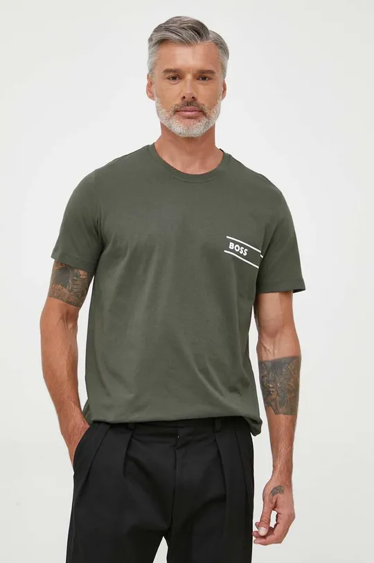 πράσινο Βαμβακερό μπλουζάκι BOSS