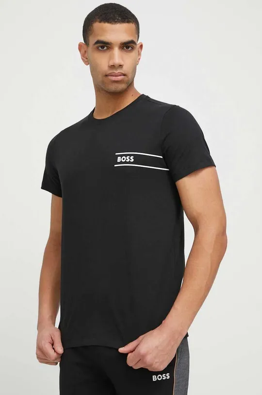 czarny BOSS t-shirt bawełniany Męski