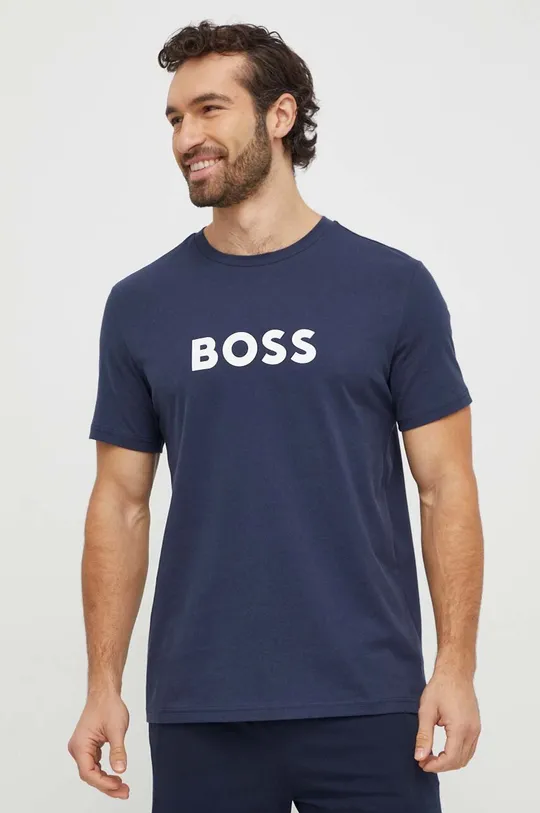 granatowy BOSS t-shirt plażowy